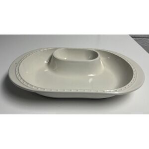 Nora Fleming Pearl Dot Stoneware Chip and Dip Oval Bowl 16"x10 1/4" Retired